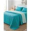 fashion home Pagano Copriletto Trapuntato Matrimoniale Foliage, Bicolore e Reversibile - Trapuntino Primavera e Autunno - Tiffany, 260x260 cm