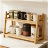 Demlaka Organizzatore da cucina, 45 x 18 x 29 cm, 2 livelli, finto rattan intrecciato in bambù, contenitore per cialde di caffè e spezie, scaffale per spezie in legno per sala da pranzo o caffè