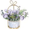 Hobyhoon Fiori artificiali in vaso fiori artificiali come veri ortensie fiori di seta per decorazioni di nozze decorazione da tavolo soggiorno camera da letto camera da letto (vaso di marmo rosa)