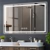 Simusi 70x100cm Specchio Bagno con Luce LED， Specchio da Parete Antideflagrante con Luminosità Regolabile，3 Colori Luce， IP44 impermeabile, vetro temperato, Orizzontale/Verticale