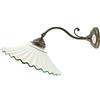 fd-bolletta arredamento e illuminazione applique da parete interni,lampada ottone,applique vintage,lluminazione per interni,paralume ceramica verde am40.Misure:Ø vetro 29cm,sporgenza 40cm, Ø base10cm