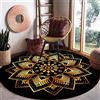 Morbuy Tappeti Rotondi Moderni Soggiorno Divano Tappeto Rotondo Stampa Mandala Oro Nero Antiscivolo e Lavabile in Lavatrice Interno Tappetino Diametro 40/60/80/100/120/140cm (Amore,100cm)