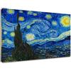 Grafic Quadro Van Gogh Notte Stellata - Starry Night - Quadro stampa su tela canvas con o senza telaio (CM 130X103, QUADRO CON TELAIO IN LEGNO)