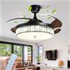 ATEEZ Crystal Lampada Ventilatore da Soffitto e Telecomando Pale a Scomparsa Silenzioso Ventola Soffitto con Luce 6 Velocità Motore Dc Reversibile 3 Colore Moderna Plafoniera con Ventilatore-Black||122CM