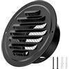 Hon&Guan Griglia di Ventilazione 100mm Inox in Acciaio Griglia Areazione Tonda da Incasso con Rete Zanzariera, Griglia Aerazione per Ventilatore di Scarico, Ventilatore Tubolare, Garaje, Nero