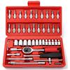 JTZXJJX Set di 46 chiavi a cricchetto da 1/4 con custodia, inclusi inserti metrici e aste di prolunga per riparazione auto e manutenzione domestica
