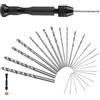 Aihoom MIni Trapano a Mano Twist Drill Bits, 25pcs Trapano Elicoidale Trapano Manuale per Fai Da Te Gioielli, Metallo, Legno, Senza Fili, Utensili Rotanti per Adulti Lavoro di Precisione