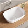 Bazyths Lavabo da Appoggio Bianco in Ceramica Lavabo Moderno per Bagni Ospiti Ristorante (46x33.5x13.5 cm)
