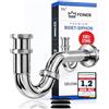 FEINER® Sifone universale per bidet in acciaio inox - tubo sommergibile regolabile - attacco standard 1 1/4 x 32 mm - incluso kit di guarnizioni e istruzioni di montaggio - montaggio semplice