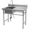 LIAIZE Lavabo da lavoro in acciaio inox 201 con 1 lavandino (sinistra), girevole a 360°, piedini regolabili, per ristoranti, lavanderie, giardino, magazzino 100 x 60 x 93 cm