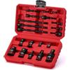 CASOMAN Set di 20 adattatori per bussole a percussione da 1/4, 3/8, 1/2, include adattatori e riduttori a gambo esagonale, presa girevole universale CR-MO, Metic