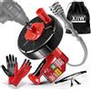 XIIW Sonda Sturatubi 2 in 1 Manuale/Elettrico | Spirale 9.5m | Adattatore per Trapano | Pulitore Scarichi per Lavandini, Box Doccia, Cucina e Pavimento - Include Guanti, Occhiali, Borsa Trasporto