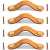 Yuaaoh Maniglie in Pelle per Mobili 4 Pezzi - Pomelli per Cassetti, Armadio, Cucina, Bagno, Comodino, Comò - 16.8cm Arancione Chiaro