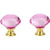 Generic Hotooldo - Pomelli per cassetti in cristallo con base dorata, 30 mm, maniglie per porte a forma di diamante, con vite, per casa, cucina, ufficio, cassettiera, cassetto, 2 pezzi, base oro rosa