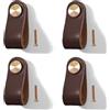 Yuaaoh Pomelli per Mobili in Pelle 4 Pezzi Pomelli Cuoio per Cassetti Maniglia per Armadio in Cuoio Maniglie per Mobili da Cucina Cuoio Maniglie con Viti, Foro Singolo (Marrone scuro)