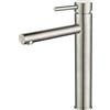 VALAZ Rubinetto lavabo in nichel alto becco | rubinetto monocomando lavabo, miscelatore acqua fredda e calda, risparmio idrico | installazione facile e veloce | ottone, inossidabile, elegante,