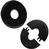 NQEUEPN 2pz Flangia Divisa a Parete, 51mm Piastra di Copertura Autoadesiva Piastre Copertura Idraulica con Design Fibbia Rosetta Rubinetto ABS Copertura Rotonda Tubo Idraulico per WC Cucina (Nero)