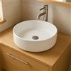 Norbe Lavabo da appoggio tondo | Lavandino Bagno rotondo in ceramica (40 cm diam.) | Modello Teide (Bianco)
