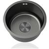 Generico Lavello Cucina 1 Vasca Nero,Lavandino Piccolo,Lavelli da Cucina Acciaio Inox,Lavabo Rotondo con Set Di Drenaggio,Installazione Appoggio o Sottopiano (Ø 42cm)