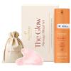 PLANTIFIQUE Set Regalo Rituale di Massaggio: Gua Sha Quarzo Rosa Massaggiatore Viso Rilassante + Siero Viso Antirughe e Antimacchie con Vitamina C, Peptidi e Niacinamide
