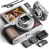 NBDDIGITAL Fotocamere digitali da 64 MP per fotografia 5K - 18X Zoom Autofocus, 3 pollici 180 ° Flip Screen, scheda 64 GB e 2 batterie, fotocamera compatta per vlogging da viaggio YouTube MC-US-K100C-BS-N5-B