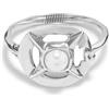 Uno de 50, Bracciale in lega metallica, placcato argento sterling, maglia grande con perla di conchiglia, gioiello fatto a mano