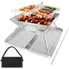 VonLux Braciere pieghevole portatile con braciere, set da campeggio pieghevole con scatola di ferro e borsa per il trasporto, griglia pieghevole in acciaio inox per barbecue, picnic, patio