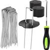 XIATIAN 50 Picchetti Telo Pacciamatura e 50 Rondelle con Gancio di Rimozione, Chiodi per Telo Pacciamatura, Antiruggine Picchetti Giardino per Tessuto, Erba Artificiale
