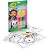 Crayola - album da colorare con attività & coloring gabby's dollhouse, 32 pagine da colorare e 7 mini pennarelli lavabili
