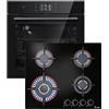 KKT KOLBE Set forno 60 cm EB8017TFT con display touch TFT e Soft Close | catalisi, pizza, grill, ventilato | piano cottura gas 59 cm vetro G604G 4 fuochi wok | SET8017TFTG604G