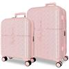 Pepe Jeans MIA Rosa Chiaro Set di Bagagli 48x70x28 cm Rigido ABS Chiusura TSA Integrata 104L 6.3 kg 4 Doppie Ruote Bagaglio a Mano di Joumma Bags