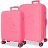 Disney Joumma Traveling with Minnie Set di Valigie Fucsia 44x65x26 cm Rigido ABS Lucchetto a Combinazione Integrato 95L 5.8kg 4 Doppie Ruote Bagaglio a Mano
