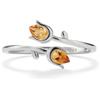 PERIMADE Anello a tulipano con opale citrino da donna, regolabile con fiore di tulipano impilabile, anello aperto bypass placcato oro, anello aperto floreale ipoallergenico in argento Sterling 925