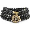 oasymala Accessori per la meditazione, 108 perle Mala, ciondolo albero della vita in oro, bracciale o collana di perle yoga per uomo o donna (Labradorite)