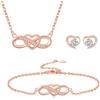 LYL.Adorer LYL. Adorer Set Completo di Gioielli per Donna in Argento 925 Sterling placcato Oro Rosa, Collana Bracciale Orecchini con Simbolo Infinito e Cuore, Regalo di Lusso