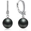jiamiaoi Orecchini di Perle Nere in Argento Sterling 925 - Pendenti Donna Con Perla Nera