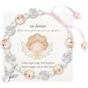 RMMD Regali di comunione per ragazze, bracciale comunione ragazza, regalo di comunione in argento, angelo custode, croce braccialetto di perle, regalo per la prima comunione, con biglietto e sacchetto