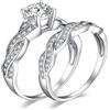 JewelryPalace Anelli Donna placcato oro bianco 14K, Fedine Fidanzamento Coppia, Anello Infinito Nodo, 1.5ct Diamante Simulato Anniversario Matrimonio Promessa Sposa Band Anelli Set Gioielli Donna 24