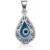 MYSTIC JEWELS - Ciondolo con ciondolo a forma di occhio turco, in argento Sterling 925 e cristallo, con sacchetto regalo, Talla única, Argento Sterling 925, Non pietra preziosa