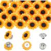 SUPERFINDINGS 50 spille a forma di girasole da 18 mm, in resina, a forma di fiore, spille da bavero, per abbigliamento, camicie, cardigan, cappelli, borse, peluche