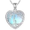 Odinstone Collana Albero della Vita in argento 925 Ciondolo Cuore Albero della Vita Pietra di luna Catena Famiglia Madre Figlio Gioielli da donna Regali per mamma figlia