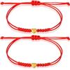 FdcZeyxior 2 braccialetti rossi intrecciati in corda rossa, da donna, con cuore dorato, per madre e figlia, braccialetti dell'amicizia per amici, coppie, sorelle, regalo di San Valentino