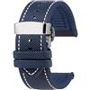 XNJIADVSY Cinturino in caucciù compatibile con IWC Pilot Mark 18 portoghese Tudor Breitling cinturino in nylon inferiore 20mm 21mm 22mm(A-Blue white-Silver,20mm)