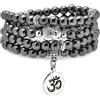 oasymala Braccialetto Japa Mala Beads 108, collana con ciondolo Buddha con ciondolo simbolo OM Yoga per uomo o donna (Ematite (Hematite))