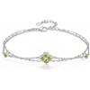 PHNIBIRD Bracciale Donna in Argento Sterling 925 con Peridoto di nascita trefle a 4 foglie ciondolo Doppio Strato Bracciale Donna regalo per mamma moglie figlia