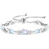 FANCIME Bracciale tennis con Pietra di Luna, pietra del mese di giugno, in argento sterling con maglie regolabili da 9x7 mm - Gioielli di alta gamma - Regali di compleanno per donne, mamme