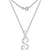 Tuscany Silver Collana con pendente iniziale 'S' con diamante placcato rodio in argento sterling 925 su catena grumetta da 46 cm
