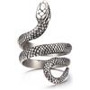 GTHIC Anello Serpente a Spirale Gotico Vintage Stile Punk Argento Nero Regalo Cobra Gioielli Taglia 5-15