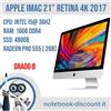 Apple iMac 21" Retina 4k 2017 Cpu i5@3,00Ghz Ram 16gb DDR4 SSD 480Gb A1418