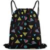 Generic Black Retro 80S 90S Borsa Coulisse Sacca Sportiva Pieghevole Regolabile per Shopping All'Aperto Spiaggia Borsa Sportiva 36X42Cm